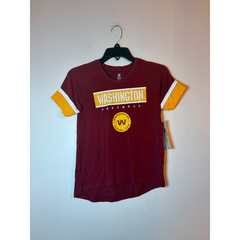 NFL Team Apparel Washington Football Team Girls Size 7-8 Tee Burgundy Gold